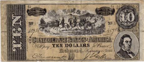 Confederate States 1864 10$ utánnyomás T:III-IIII