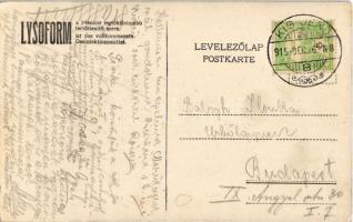 1915 Arad, Hánzu Nestor drogéria és illatszertár üzlet reklámja katonai lapon. Hátoldalon Lysoform r...