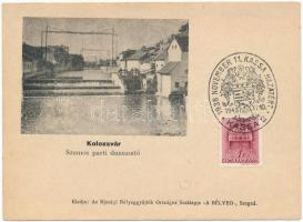 Kolozsvár, Cluj; Szamos parti duzzasztó. Ifjúsági Bélyeggyűjtők Országos Szaklapja "A Bélyeg" kiadása / Somes dam + "1943 Kassa 1938 November 11. Kassa hazatért" So. Stpl