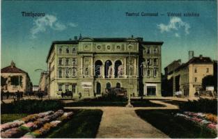 1926 Temesvár, Timisoara; Városi színház, villamos, pénzváltó / Teatrul comunal / theatre, tram (EK)