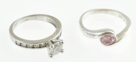 Ezüst(Ag) gyűrű, 2 db, jelzett, méret: 48, 49, bruttó: 4,94 g