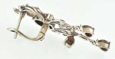 Ezüst(Ag) ásvánnyal és markazittal díszített fülbevalópár, jelzett, h: 4,5 cm, bruttó: 11,77 g