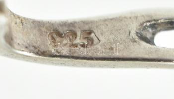 Ezüst(Ag) ásvánnyal és markazittal díszített fülbevalópár, jelzett, h: 4,5 cm, bruttó: 11,77 g