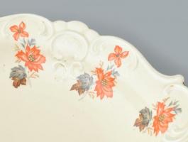 2 db porcelán kínáló tál. XX sz. eleje cseh jelzés nélkül 42x22 cm + jelzett csehszlovák. Részben ké...