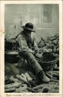 1919 Tengeri morzsolás. Vasúti levelezőlapárusítás / corn crumble, folklore