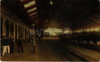 1908 Nagykanizsa, pályaudvar, vasútállomás, vonat