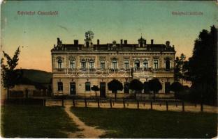 1912 Csaca, Csacza, Cadca, Caca; Klappholz szálloda / hotel + "ODERBERG-GALÁNTA-BUDAPEST 362" vasúti mozgóposta (fl)