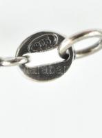 Ezüst(Ag) kék gyönggyel díszített ékszerszett, nyaklánc, fülbevalópár, gyűrű, jelzett, bruttó: 11,21...