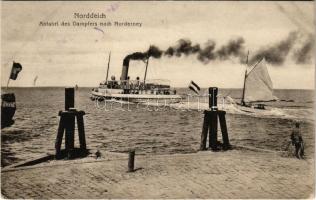 1918 Norddeich (Norden), Abfahrt des Dampfers nach Norderney / steamship (EK)