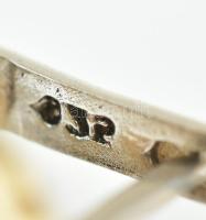 Aranyozott ezüst(Ag) gyöngyös ékszerszett, jelzett, gyűrű, nyaklánc, fülbevalópár, bruttó: 19,61 g