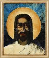 Lengyel Zsolt (1936- ): Jézus arcképe. Olaj, faros. Jelezve hátoldalon. Dekoratív keretben. 60x50cm
