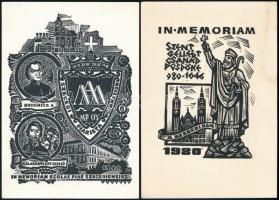 4 db szegedi témájú ex libris: Csiby Mihály (1922-2016), Fery Antal (1908-1994), Kopasz Márta (Szeged) (1911-2011)