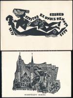 4 db szegedi témájú ex libris: Csiby Mihály (1922-2016), Fery Antal (1908-1994), Kopasz Márta (Szege...