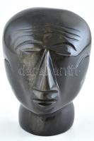 Obszidián faragott fej levélnehezék, jelzés nélkül, jó állapotban, m: 10 cm