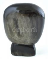 Obszidián faragott fej levélnehezék, jelzés nélkül, jó állapotban, m: 10 cm