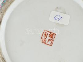 Kínai porcelán váza, kézzel festett, jelzett, kis kopásnyomokkal, m: 45 cm