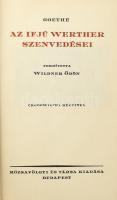 Goethe: Az ifjú Werther szenvedései. Ford.: Wildner Ödön. Bp., 1920, Rózsavölgyi és Társa. Daniel Chodowiecki képeivel illusztrálva. Aranyozott, bordázott gerincű félbőr-kötés, kissé sérült borítóval. Megjelent 1500 példányban.