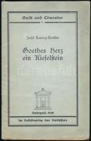 Josef Turóczi-Trostler: Goethes Herz ein Kieselstein. Dedikált. Bp., 1928. Szerzői. 24p. Kiadói papírkötésben