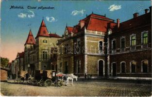 1915 Miskolc, Tiszai pályaudvar, lovashintók, vasútállomás (EK)