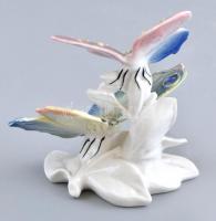 Ens porcelán pillangópár, kézzel festett, jelzett, hibátlan, m: 9 cm
