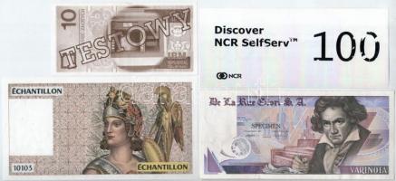 10db vegyes ATM tesztpénz, fantáziapénz T:I,I-
10pcs of mixed ATM test and fantasí banknotes C:UNC,...