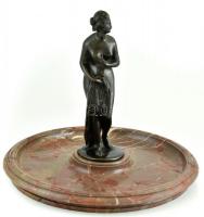Asztali dísz, bronz akt márvány talpon, javításra szorul. m: 26 cm, d: 33 cm