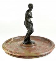 Asztali dísz, bronz akt márvány talpon, javításra szorul. m: 26 cm, d: 33 cm