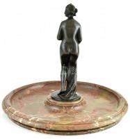 Asztali dísz, bronz akt márvány talpon, javításra szorul. m: 26 cm, d: 33 cm