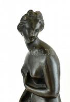 Asztali dísz, bronz akt márvány talpon, javításra szorul. m: 26 cm, d: 33 cm