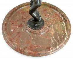 Asztali dísz, bronz akt márvány talpon, javításra szorul. m: 26 cm, d: 33 cm