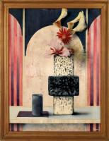 Korga György (1935-2002): Ikebanás csendélet. Olaj, farost. Jelzett. Keret nélkül. 60x80 cm