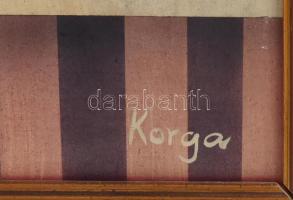 Korga György (1935-2002): Ikebanás csendélet. Olaj, farost. Jelzett. Keret nélkül. 60x80 cm