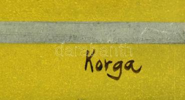 Korga György (1935-2002): Ikebanás csendélet. Olaj, farost. Jelzett. Keretezett. 60x80 cm