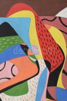 Martyn Ferenc (1899-1986): Úszó vonalak, olaj, karton, fa keretben, jelzett, 20,5×29 cm