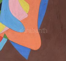 Martyn Ferenc (1899-1986): Úszó vonalak, olaj, karton, fa keretben, jelzett, 20,5×29 cm