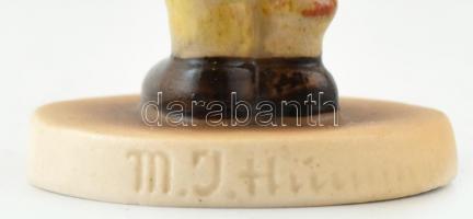 Hummel iskolatáskás lányka Mázas kerámia, jelzett, hibátlan, 10,5 cm