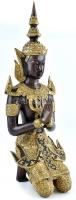 Ayutthaya thaiföldi Buddha patinázott, aranyozott bronz szobor, m: 33cm