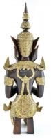 Ayutthaya thaiföldi Buddha patinázott, aranyozott bronz szobor, m: 33cm