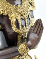 Ayutthaya thaiföldi Buddha patinázott, aranyozott bronz szobor, m: 33cm