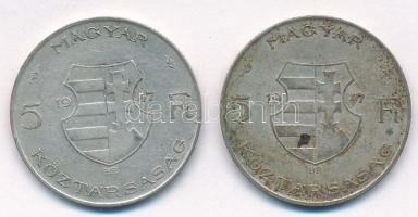 1947. 5Ft Ag "Kossuth" (2x) T:2-,3 patina
Adamo F8.1