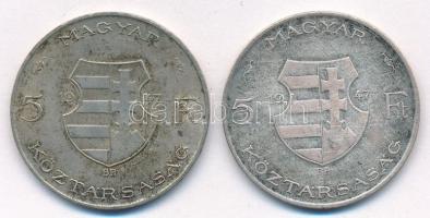 1947. 5Ft Ag "Kossuth" (2x) T:2-,3 patina
Adamo F8.1