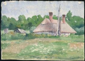 Jelzés nélkül: Falusi házak. Akvarell, papír, sérült , jelzett, 19x27 cm
