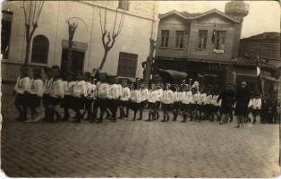 Constantinople, Istanbul; Pera, students parade on the street. photo (EK)