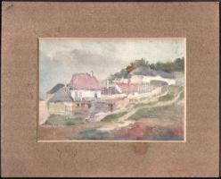 Lénárd Imre (1889-1918): Tabán. Akvarell, papír, sérült paszpartuban, jelzett, 17x24,5 cm
