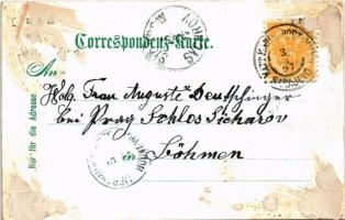 1897 (Vorläufer) Sarajevo, Schloss Richter Schule, Türk. Friedhof, Begova Moschee / castle, Turkish ...