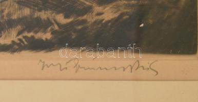 Iványi Grünwald Béla (1867-1940) - Prihoda István (1891- 1965): Lovasszekér. Színezett rézkarc, papí...