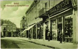 1927 Galati, Galac, Galatz; Str. Domneasca cu Libraria Eminescu, Walokann & Smilovici / street, shop