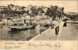 1906 Herceg Novi, Castelnuovo; port, steamship (fl)