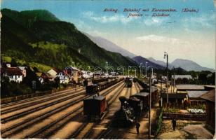 1916 Jesenice, Assling, Aßling; Bahnhof / Kolodvor / railway station, trains, locomotive (EK) + "K.u.k. Inf.-Reg. v. Hindenburg Nr. 69. III/XXII, Marschkompagnie Zensuriert"