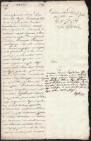 1828-1829 2 db latin nyelvű hivatalos irat, benne báró Eötvös említésével, Tibóth aláírással